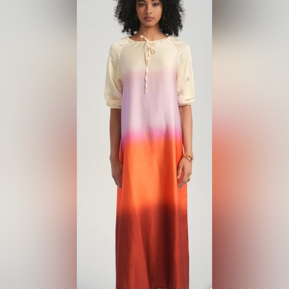 Aleeza Elegant Ombre Sheva Maxi Dress in Cream, Pink, Purple, Orange, And Rust - Picture 5 of 10